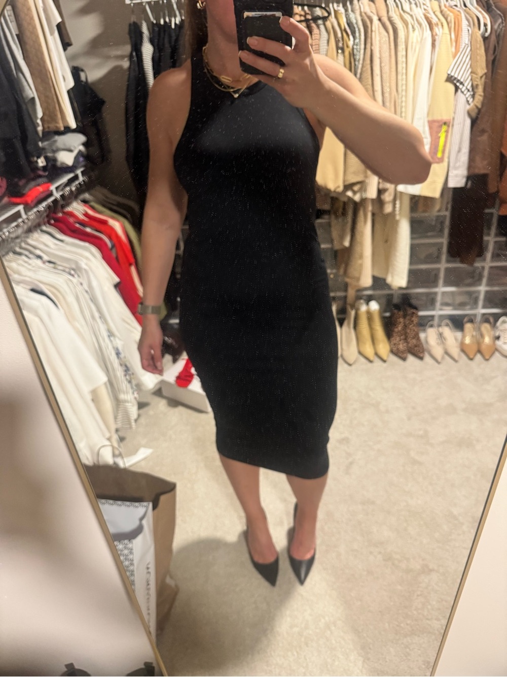 Leith Black Sleeveless Midi Bodycon Dress